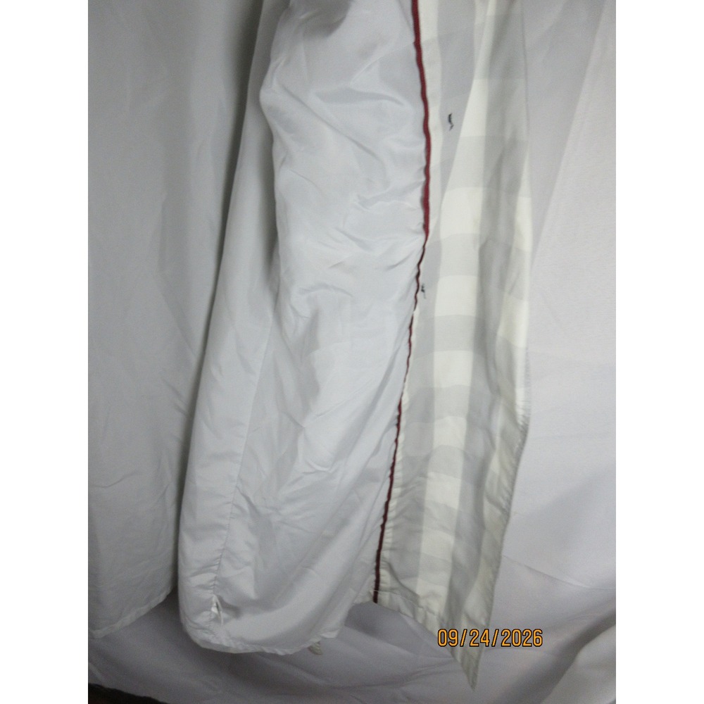 Merona Womens Plaid Trench Coat Cream Gray Water Repellent Double Breasted L - Picture 8 of 9